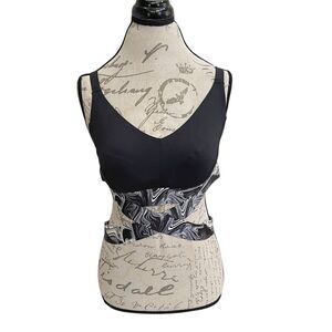 Adore Me Womens Sports Bra Size XL Black Marble High Support Back Straps Active